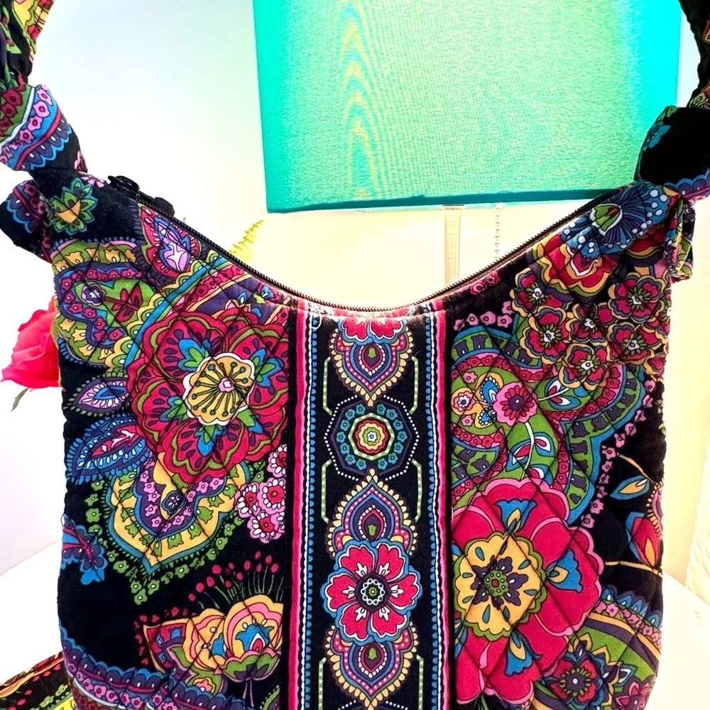 Quilted Vera Bradley Purse & Matching Wallet Floral Paisley Women's Handbag Set - Picture 14 of 16
